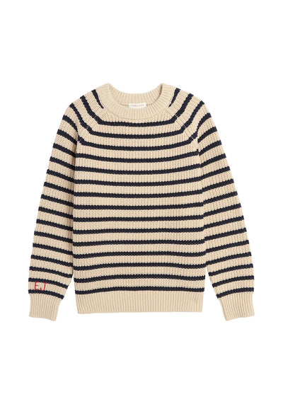 Phoebe Stripe Cotton Sweater - Natural/Navy