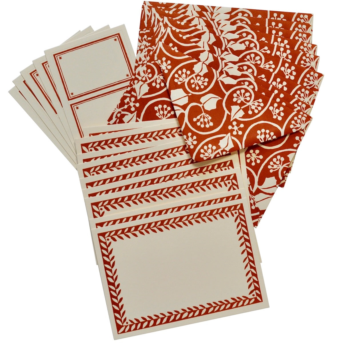Set of Notecards + Envelopes - Ivy Stripe Russet