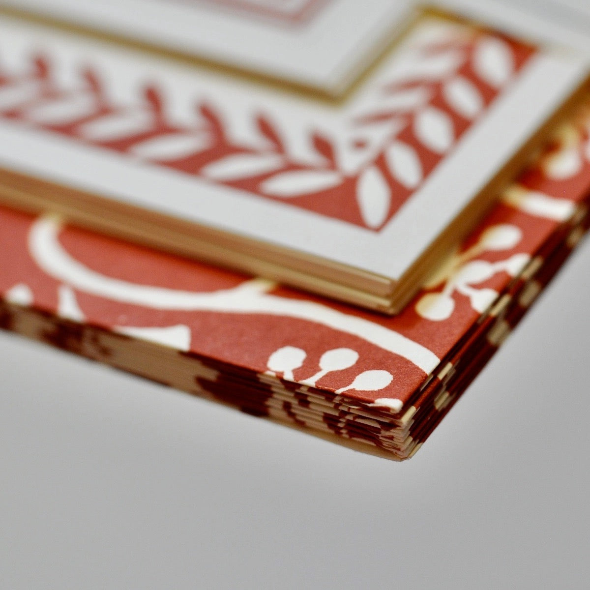 Set of Notecards + Envelopes - Ivy Stripe Russet