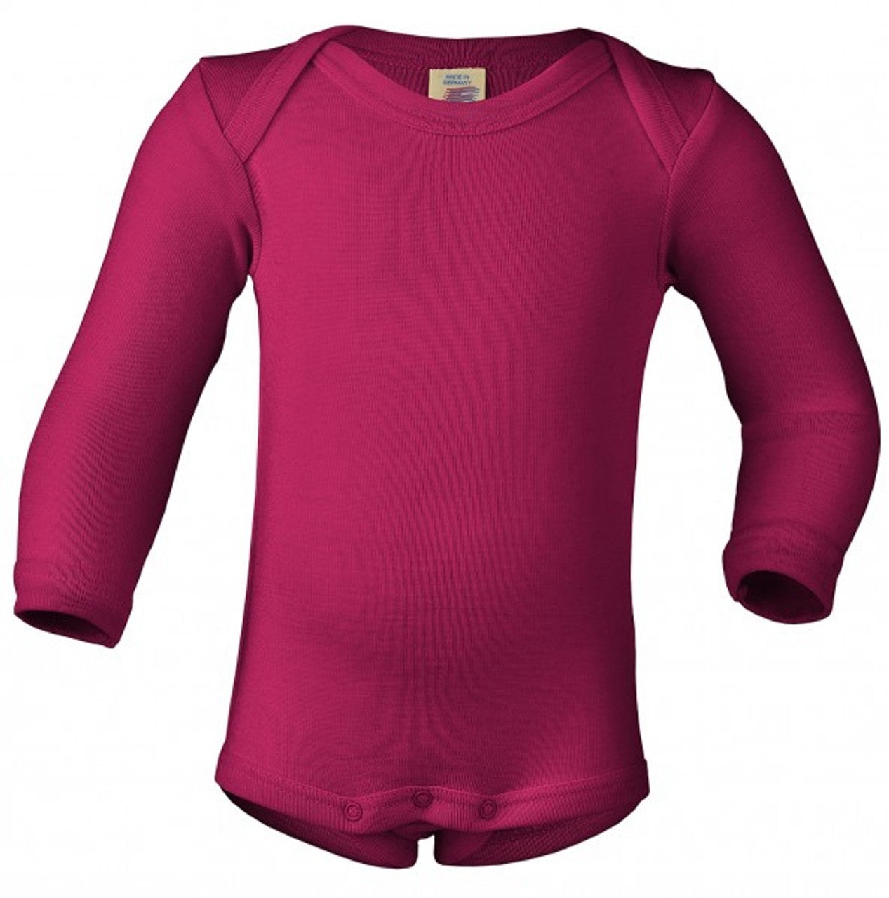 Baby Long Sleeve Body Organic Merino Wool/Silk - Raspberry