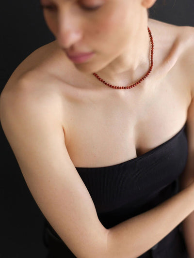 Petite Boule Necklace - Red Jasper