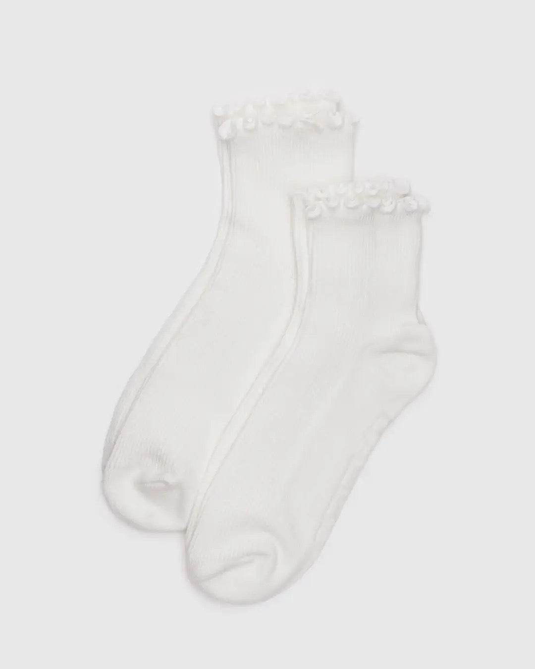 Lettuce Edge Sock Set of Two - White