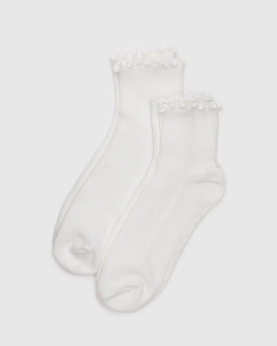 Lettuce Edge Sock Set of Two - White