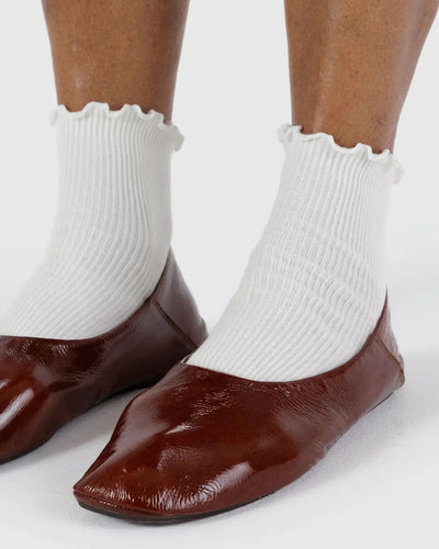 Lettuce Edge Sock Set of Two - White