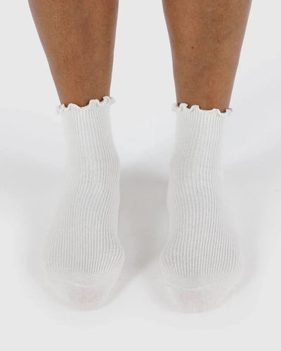 Lettuce Edge Sock Set of Two - White