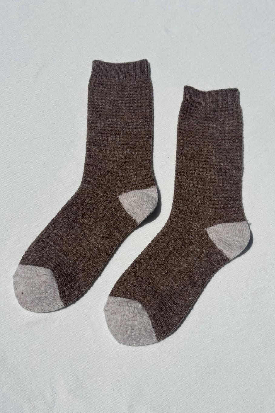 Wool Waffled Socks - Brown/Oatmeal