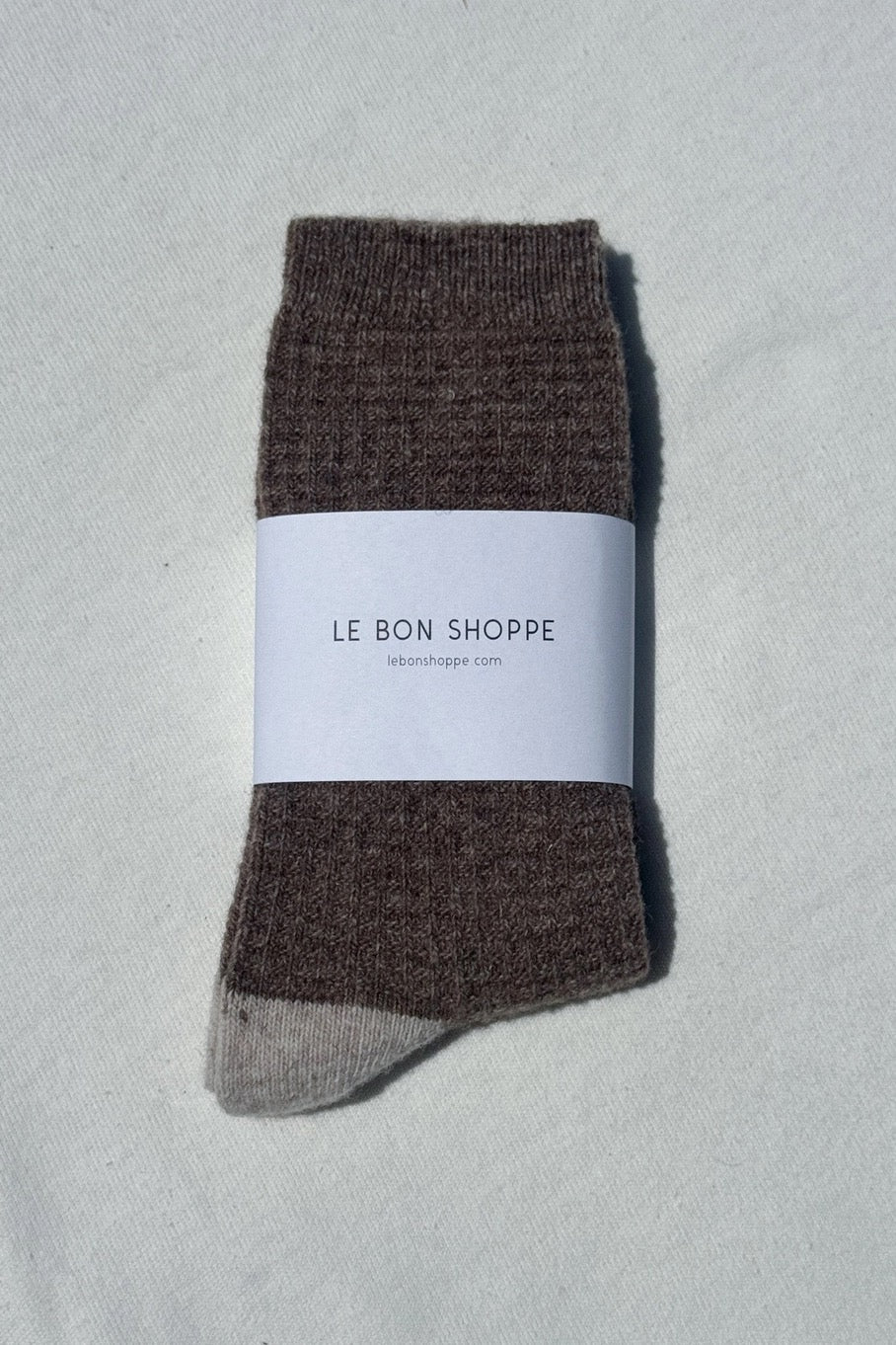 Wool Waffled Socks - Brown/Oatmeal