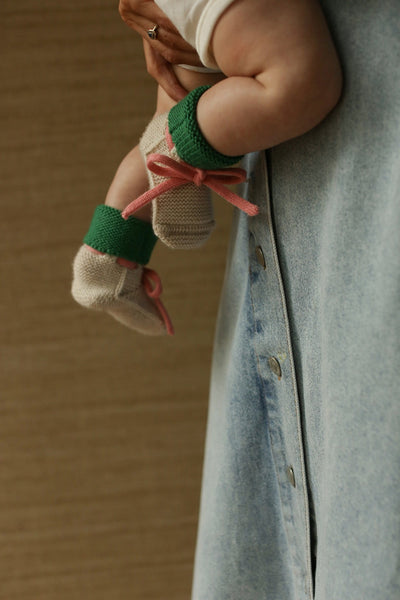 Booties - Cream/Grass