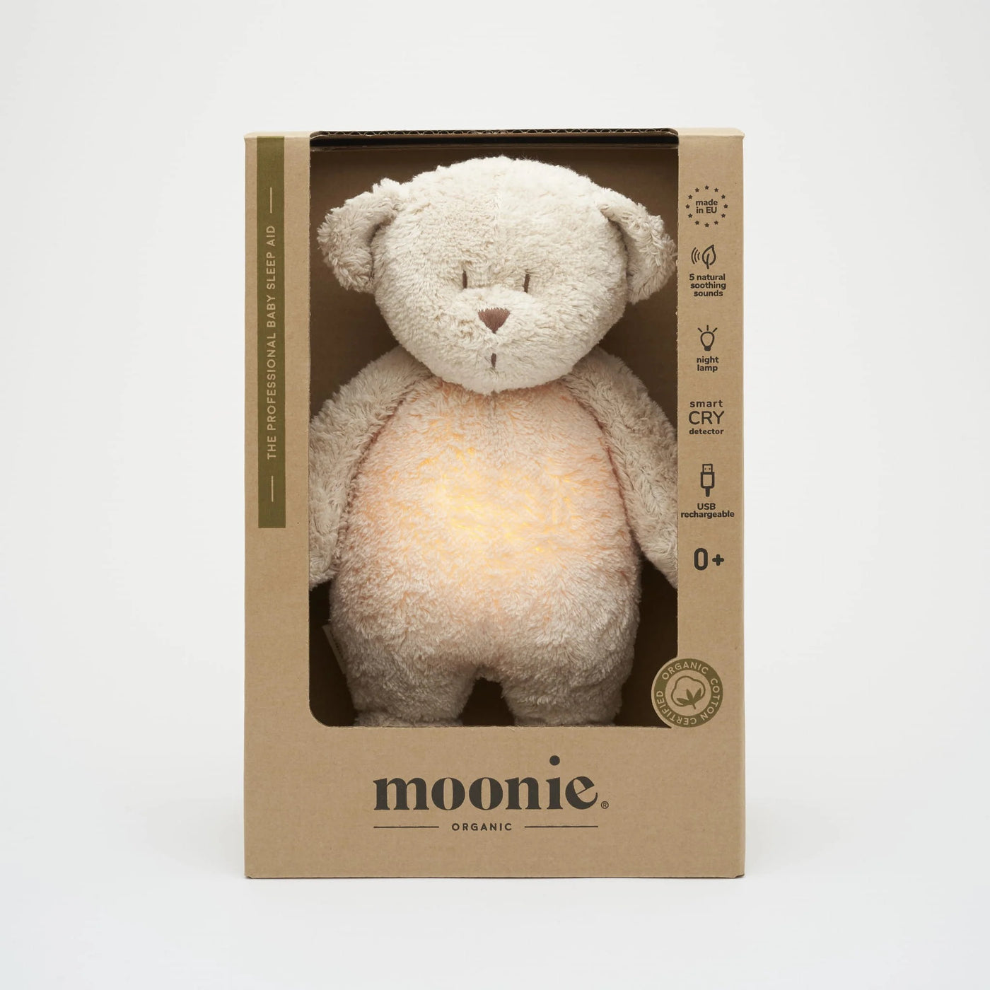Moonie 2.0 Organic Humming Bear With Lamp - Sand