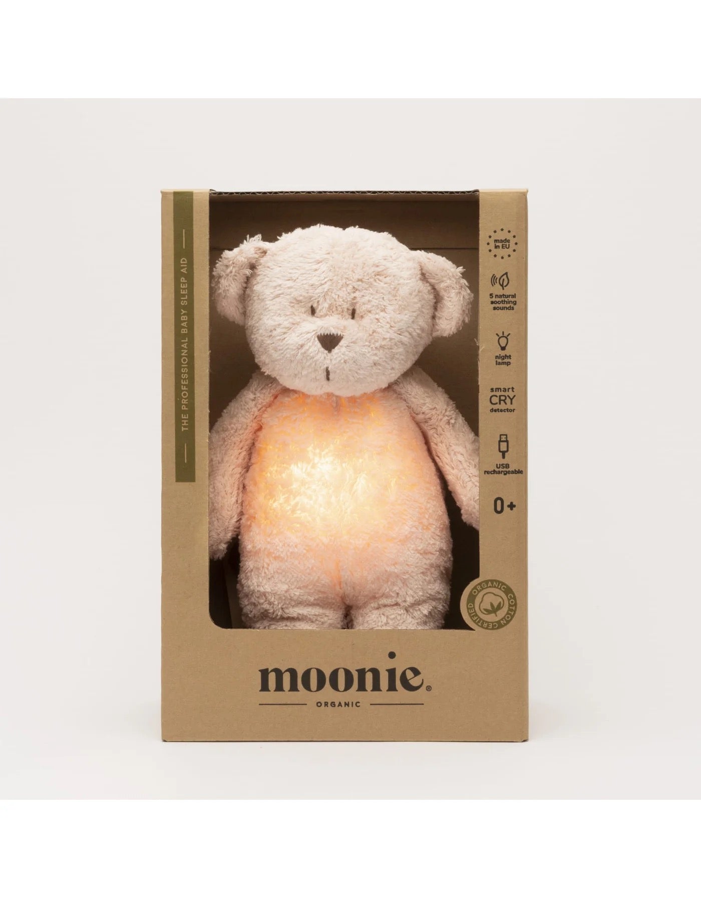 Moonie 2.0 Organic Humming Bear with Lamp - Rose