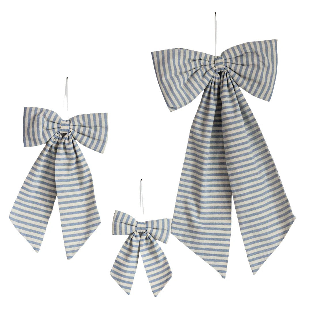 Large Striped Blue and Gold Bow