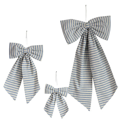 Large Striped Blue and Gold Bow