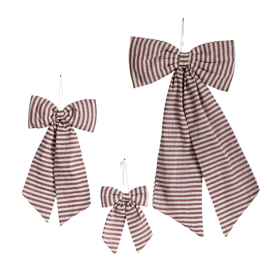 Large Striped Cranberry Red Bow