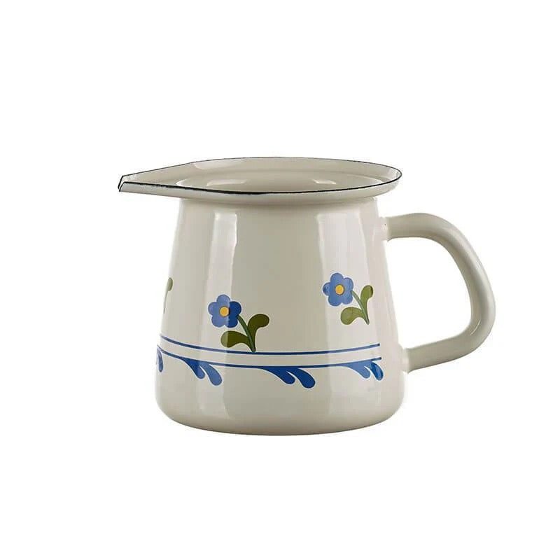 Floral Enamel Jug without Lid