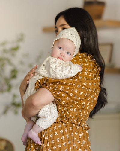 Long Sleeve Bubble Romper - Natural