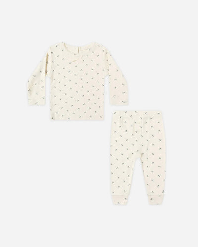 Pointelle Long Sleeve Tee + Legging - Blue Ditsy