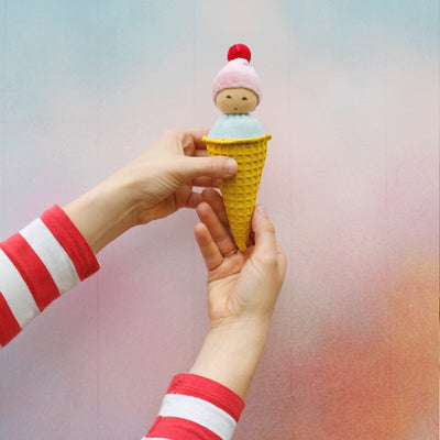 Organic Terry Baby Rattle - Ice ream