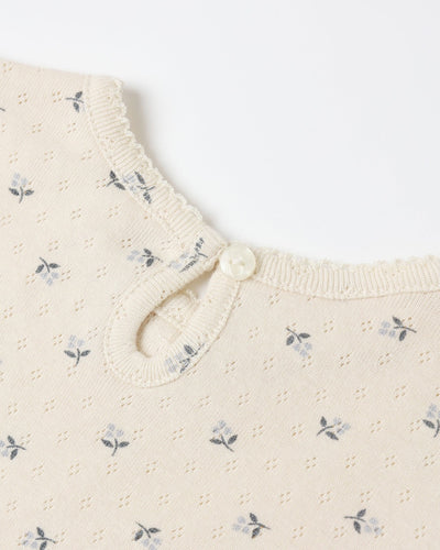 Pointelle Long Sleeve Tee + Legging - Blue Ditsy