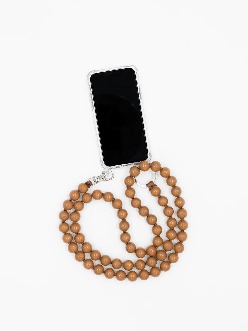 Big Perlen Handykette Phone Necklace - Mocca
