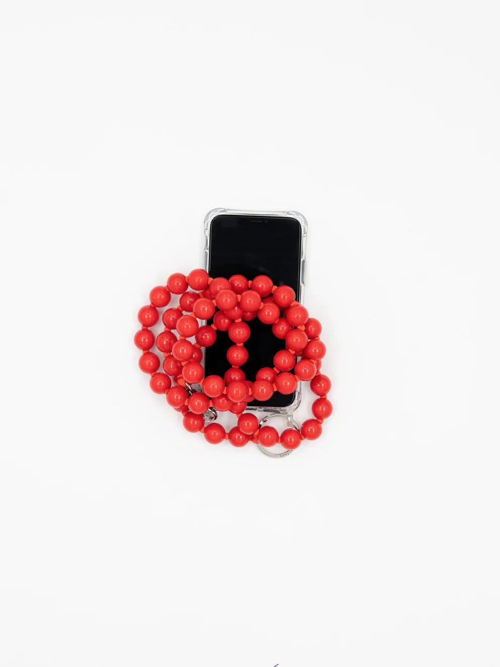 Big Perlen Handykette Phone Necklace - Red
