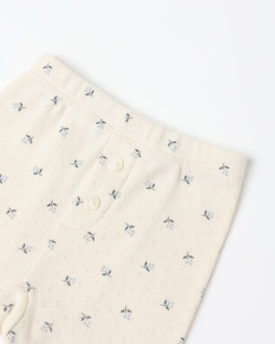 Pointelle Long Sleeve Tee + Legging - Blue Ditsy