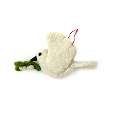 Dove with Olive Branch Felt Wool Christmas Ornament