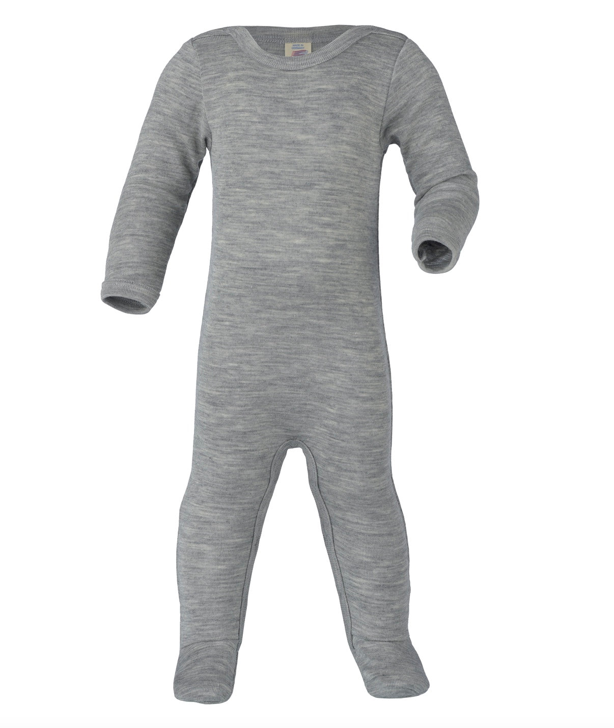 Footed Sleep Overall Organic Merino Wool/Silk - Grey Melange