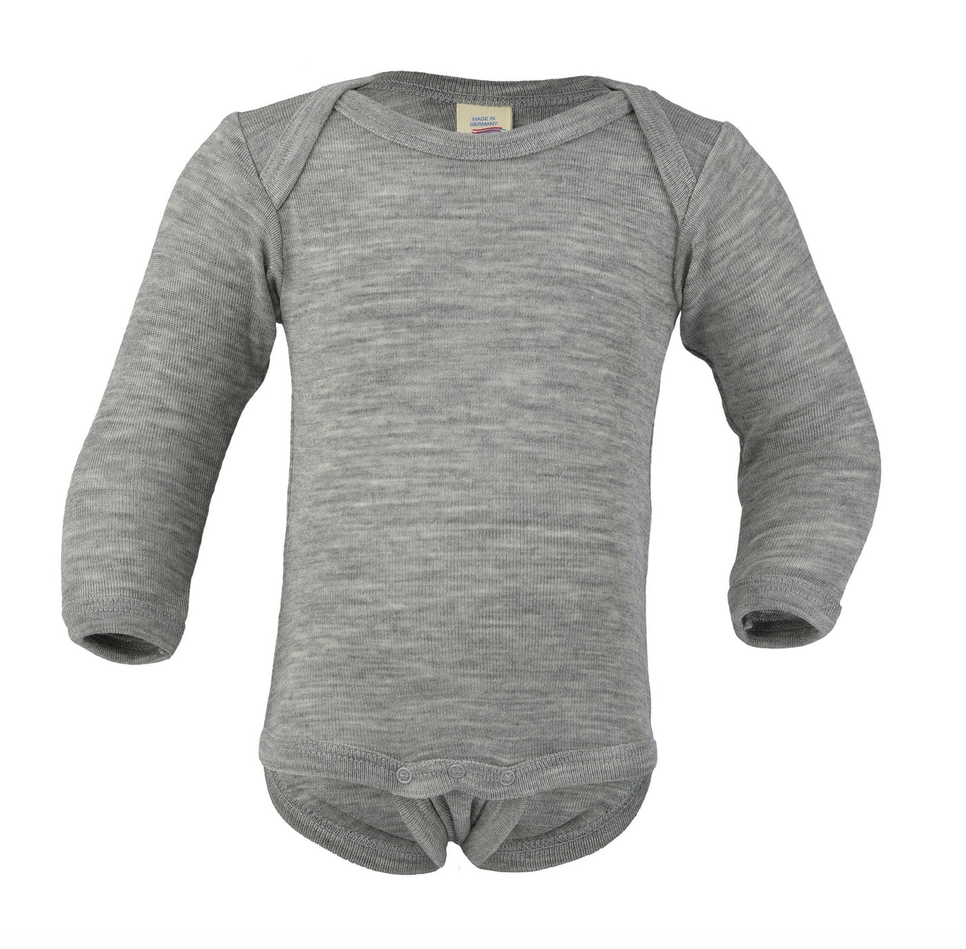 Baby Long Sleeve Body Organic Merino Wool/Silk - Grey Melange