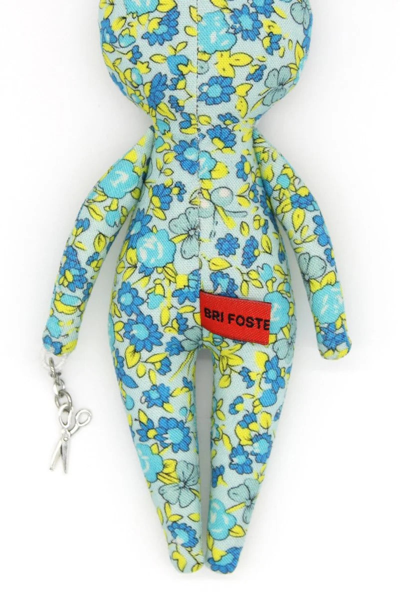 6-inch Blue Floral Snowsuit Bag Charm Doll