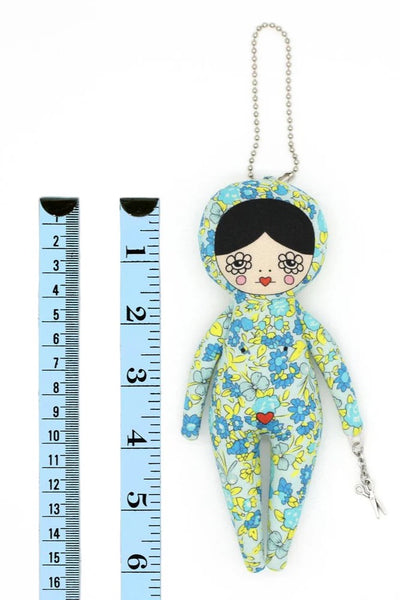 6-inch Blue Floral Snowsuit Bag Charm Doll