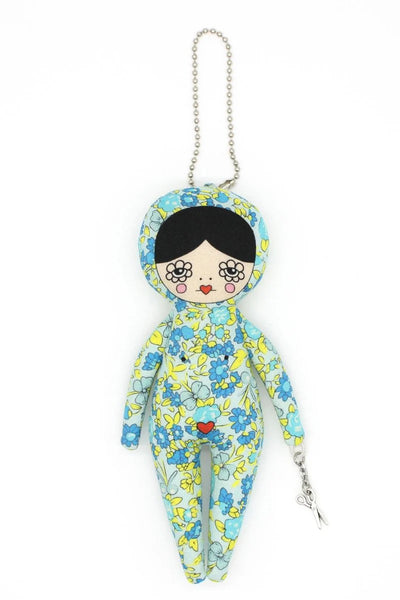 6-inch Blue Floral Snowsuit Bag Charm Doll
