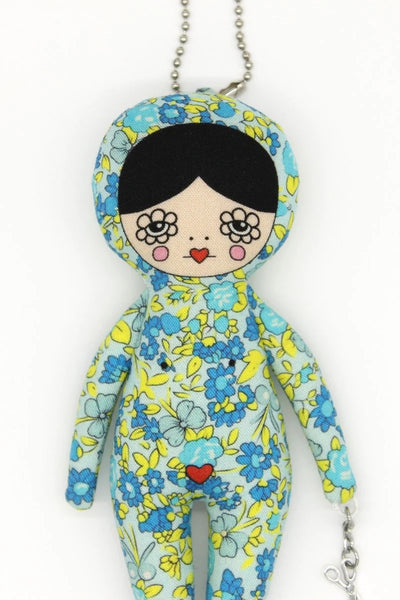 6-inch Blue Floral Snowsuit Bag Charm Doll