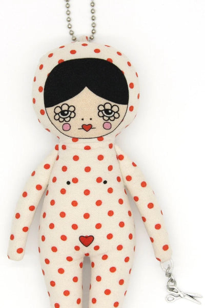6-inch Red Polka Dot Snowsuit Bag Charm Doll