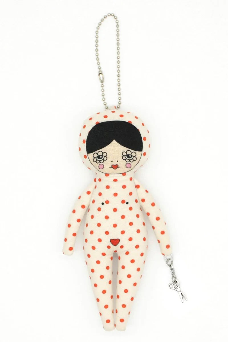 6-inch Red Polka Dot Snowsuit Bag Charm Doll