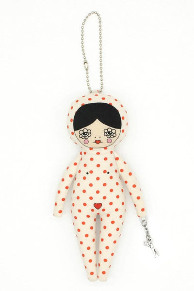6-inch Red Polka Dot Snowsuit Bag Charm Doll