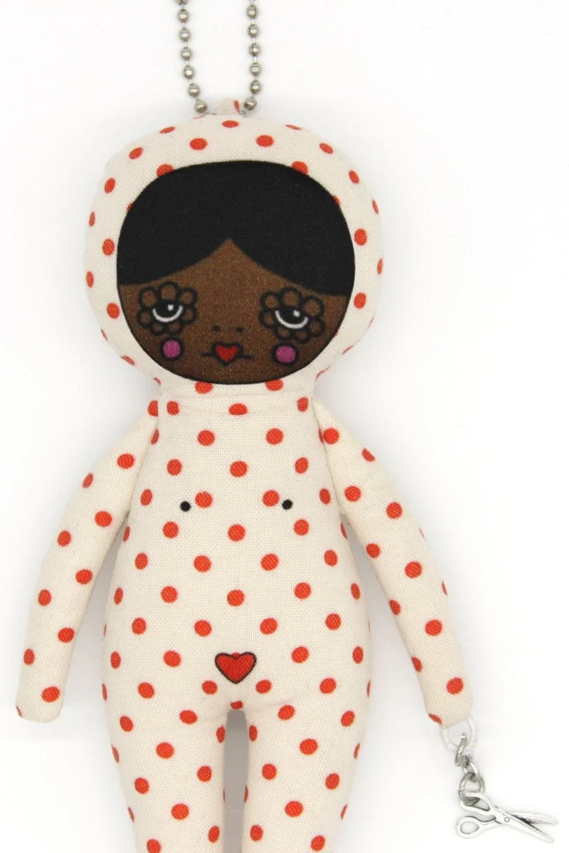 6-inch Red Polka Dot Snowsuit Bag Charm Doll
