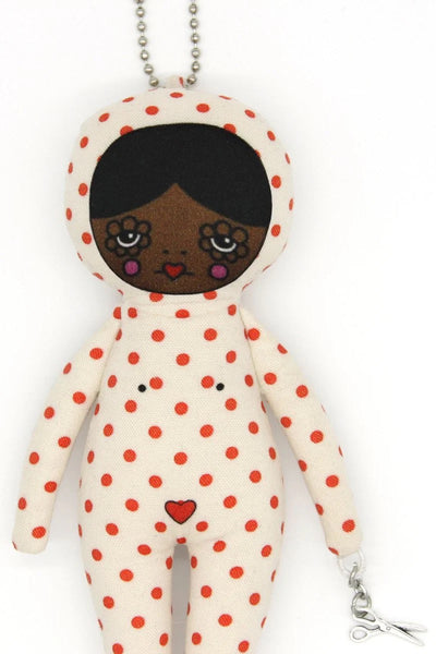 6-inch Red Polka Dot Snowsuit Bag Charm Doll