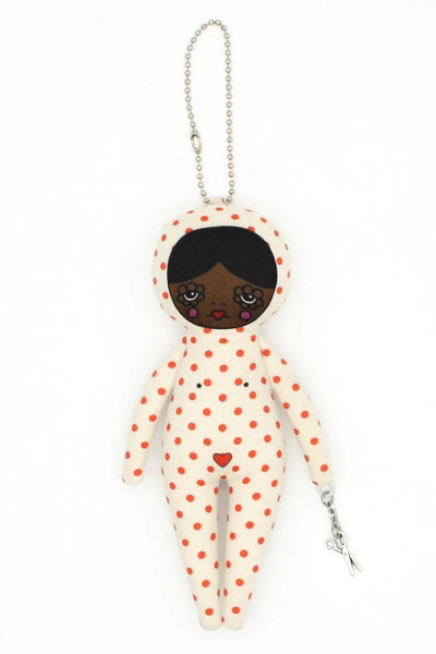 6-inch Red Polka Dot Snowsuit Bag Charm Doll