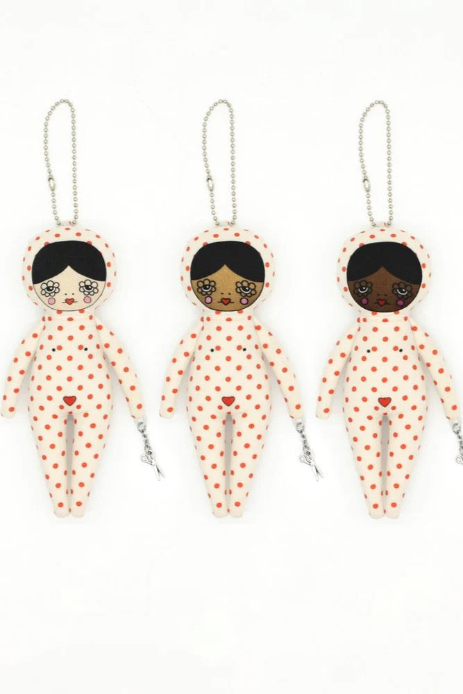 6-inch Red Polka Dot Snowsuit Bag Charm Doll