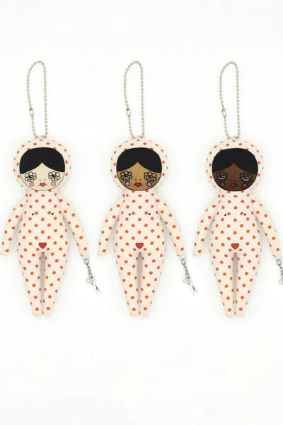6-inch Red Polka Dot Snowsuit Bag Charm Doll