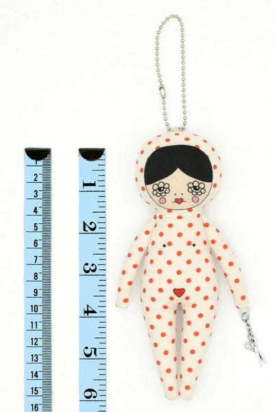 6-inch Red Polka Dot Snowsuit Bag Charm Doll