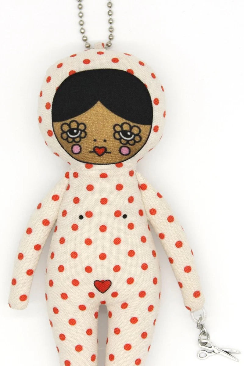 6-inch Red Polka Dot Snowsuit Bag Charm Doll