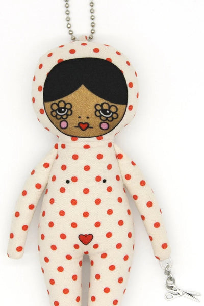 6-inch Red Polka Dot Snowsuit Bag Charm Doll