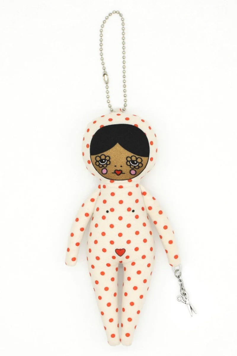 6-inch Red Polka Dot Snowsuit Bag Charm Doll