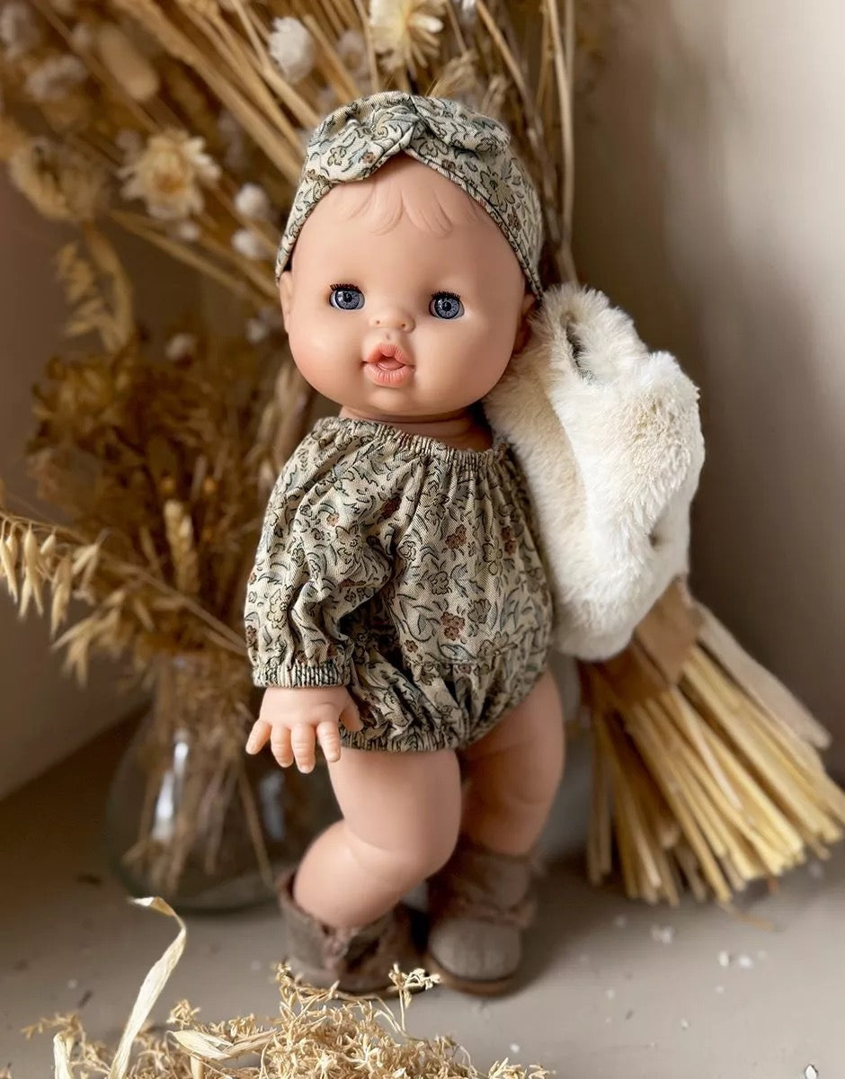 Bertille Romper & Headband Set in Printed Cotton for Minikane Gordis Dolls (34 + 37cm)