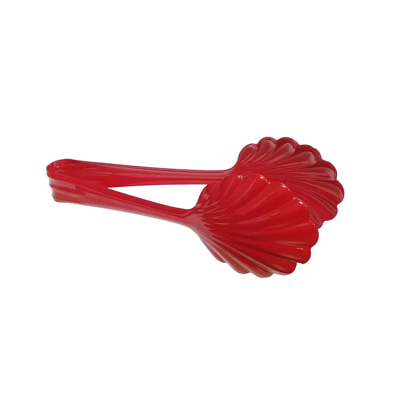 Stainless Steel Scalloped Bakery Tongs - Shiny Red