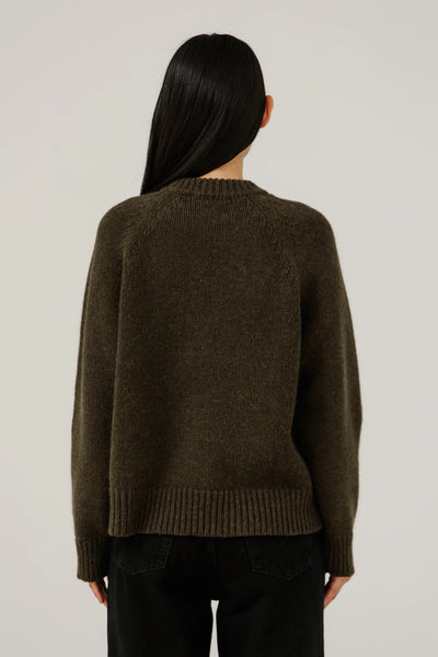 Classic Oversized Crewneck in Dark Olive