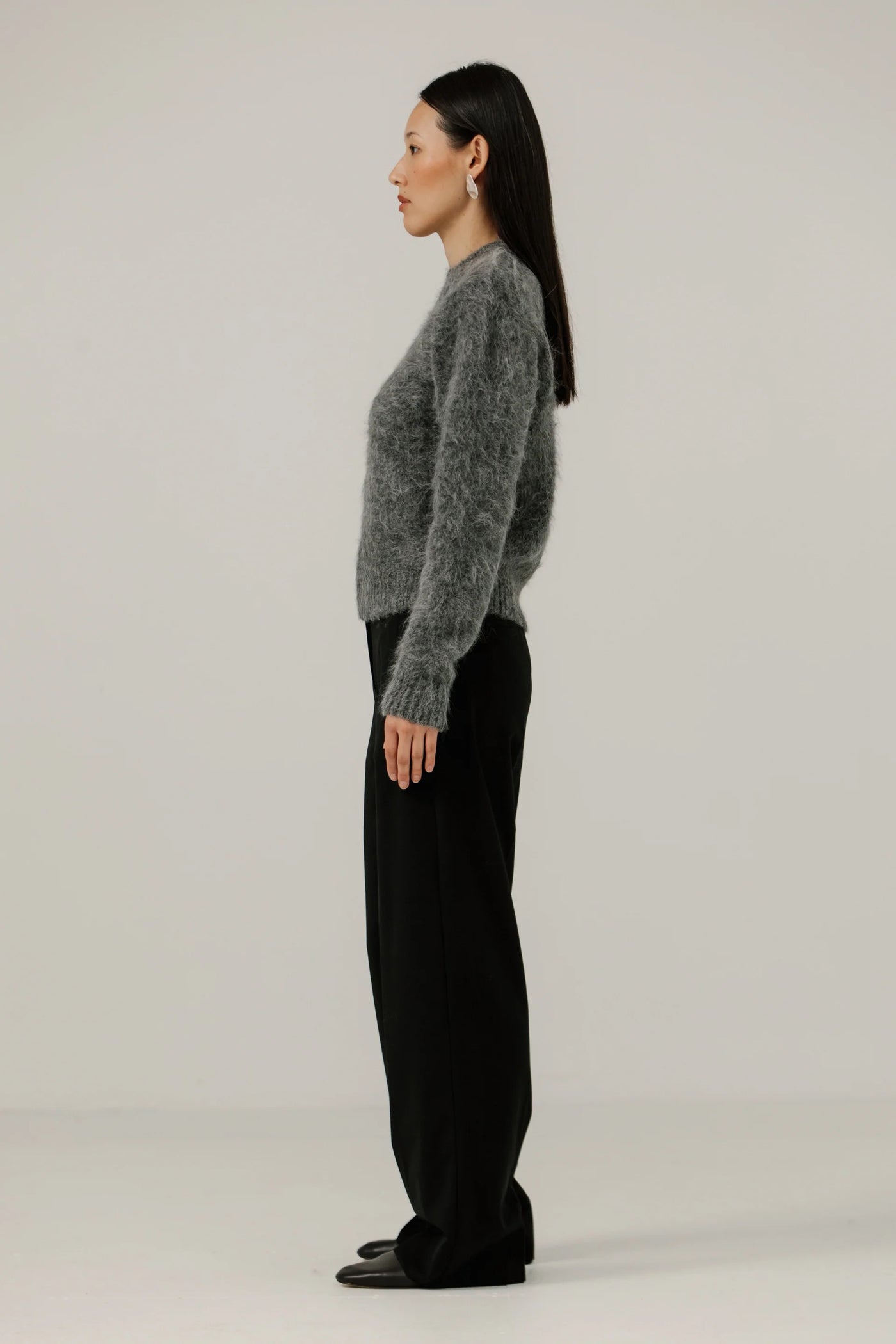 Suri Alpaca Crewneck in Stone