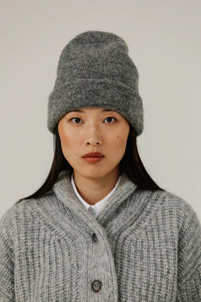 Baby Alpaca Andes Beanie in Grey Melange