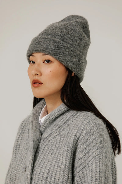 Baby Alpaca Andes Beanie in Grey Melange